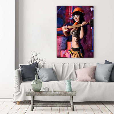 Female Worker - Wrapped Canvas Print