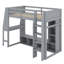 Lit mezzanine en bois avec bureau, étagères à rangement multiples, DEL et portemanteau suspendu