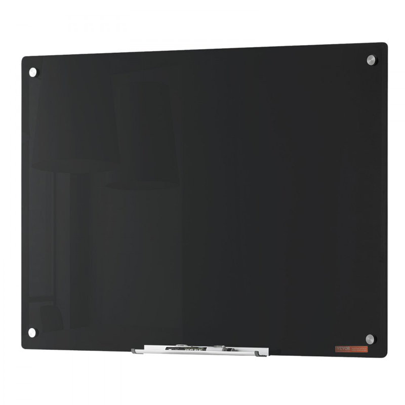 Tableau blanc magnétique en verre, tableau effaçable à sec, H 23,62 po x L 35,43 po, Noir, noir, noir, noir
