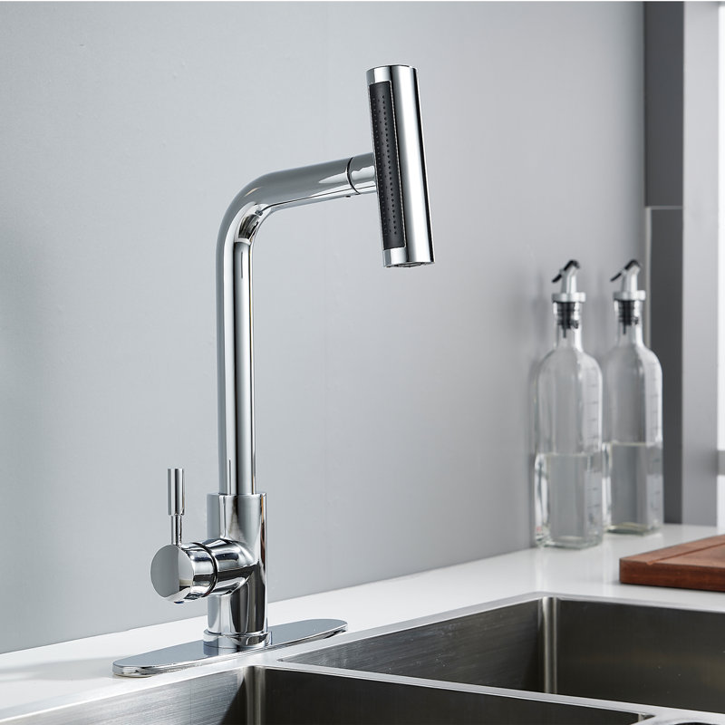 Robinet de cuisine avec douchette extractible cascade 4 modes multi-fonctionnels, Chrome chrome