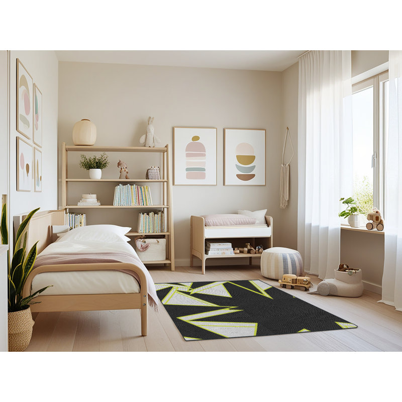 Noir Tapis décoratif, Rectangle 3 pi x 5 pi