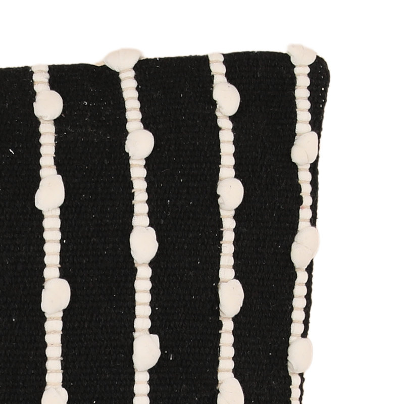 100% Cotton Throw Square Black/Ivory Pillow Cover & Insert