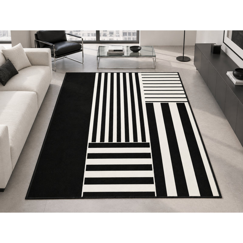Tapis noir lavable intérieur / extérieur Raven, Rectangle de 5 pi x 8 pi
