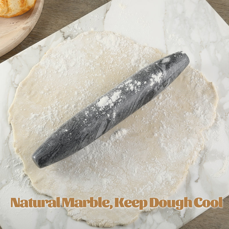 Marble French Rolling Pin with Stand,Monte Grigio