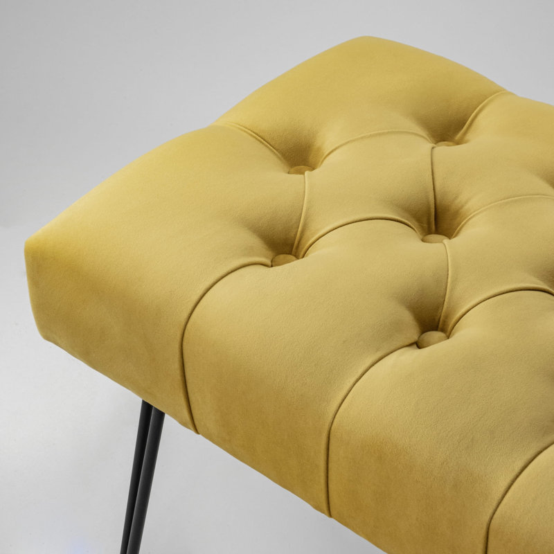 Velvet Upholstered Bench, Honey, H40 x W100 x D35cm