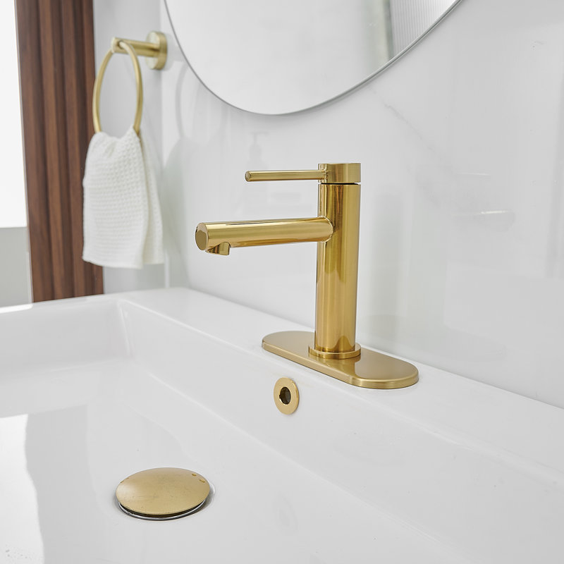 Single-Hole Single-handle Bathroom Faucet, Brushed Gold