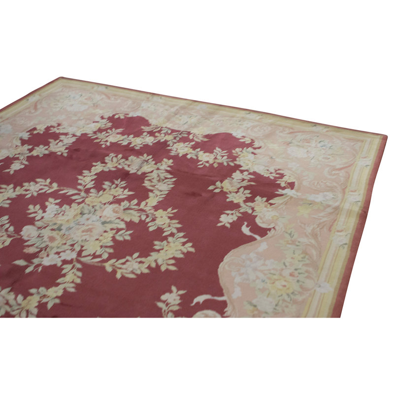 Hand Knotted Wool Area Rug in Red
