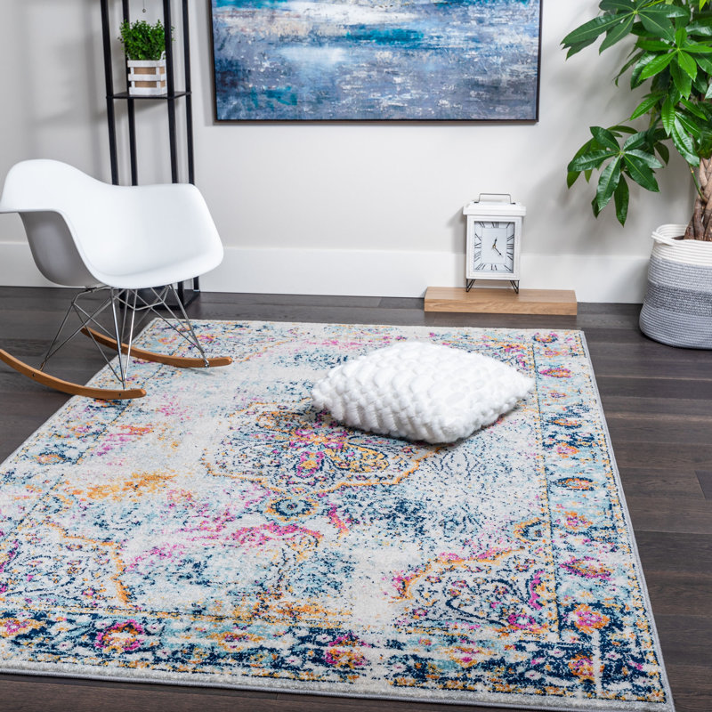 Tapis décoratif bleu oriental ascutney, Rectangle 3 pi 11 po x 5 pi 11 po