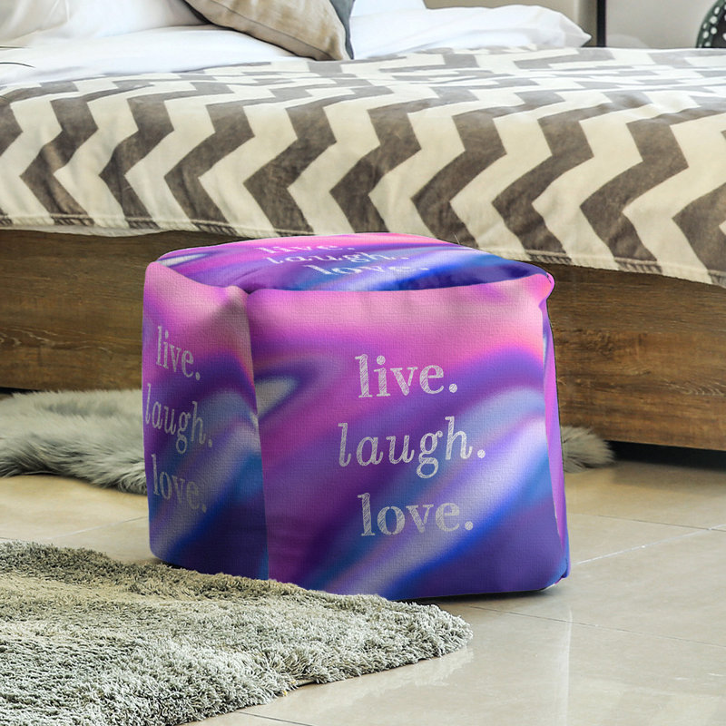 Upholstered Ottoman, Pink/Navy