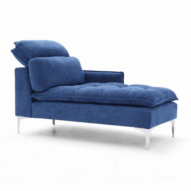 Chaise longue avec accoudoir gauche, Bleu