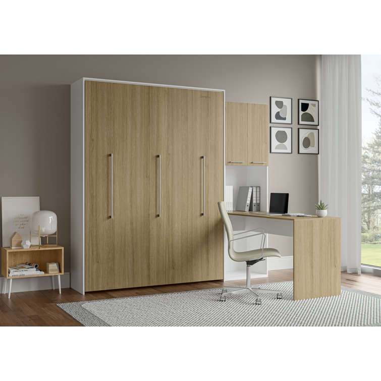 Arctarus Twin Size Murphy Bed with Storage Shelves and Drawers Hokku Designs