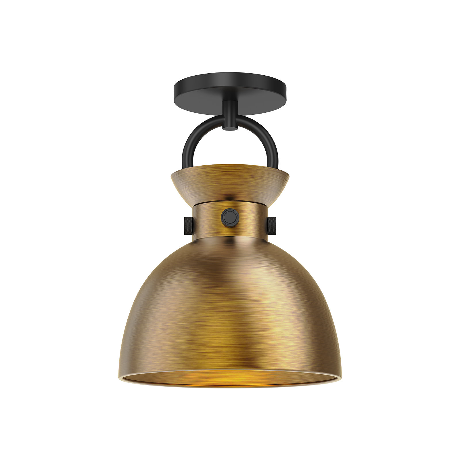 Tinka Single Light Semi Flush Mount, Matte Black/Aged Gold