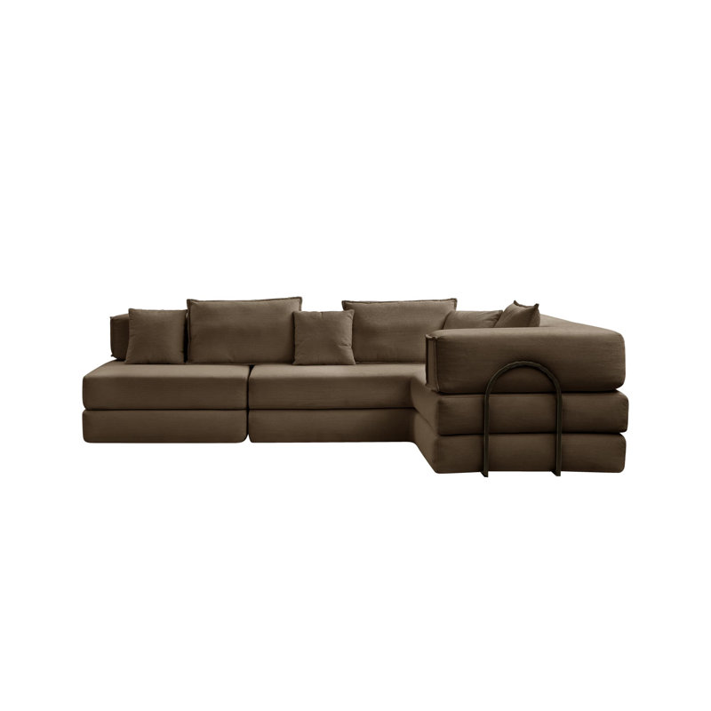 Ensemble de canapé modulaire surdimensionné rembourré pour canapé modulaire en forme de L de 118,2 po avec 6 coussins, ensemble de bricolage polyvalent idéal pour les salons, les appartements et les chambres à coucher, couleur brune