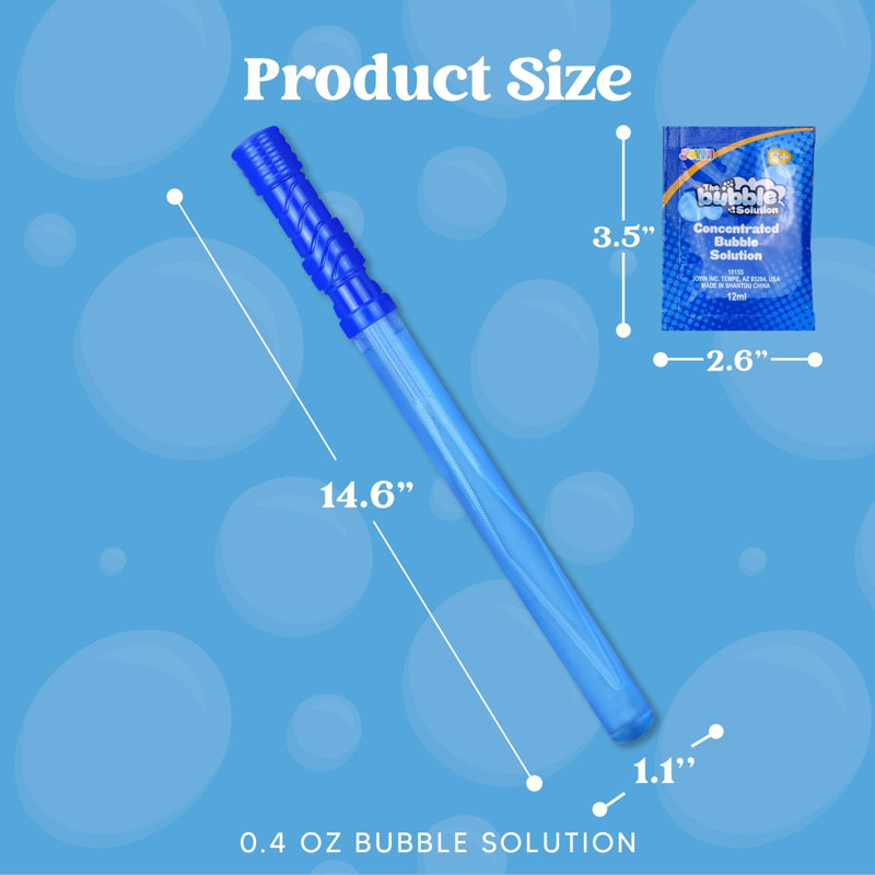 6Pcs Bubble Wand with Refill Solution, 14.6"