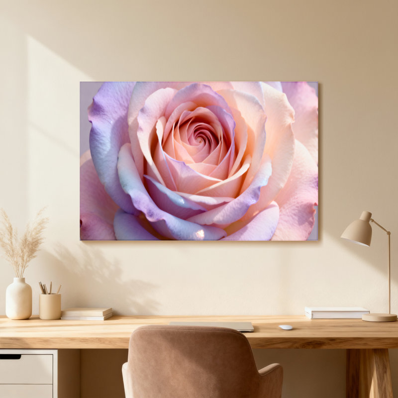 Plantes et fleurs pétales de rose pastel gros plan, H 12 po x l 18 po, Toile tendue, Ne s’applique pas