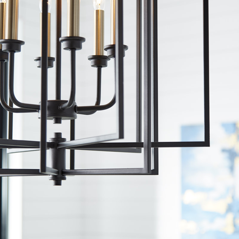 Melora 6 - Light Dimmable Lantern Geometric Chandelier, Noir, 28.50" H x 22" W