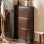 Banc de rangement pour chaussures en bois massif noyer foncé