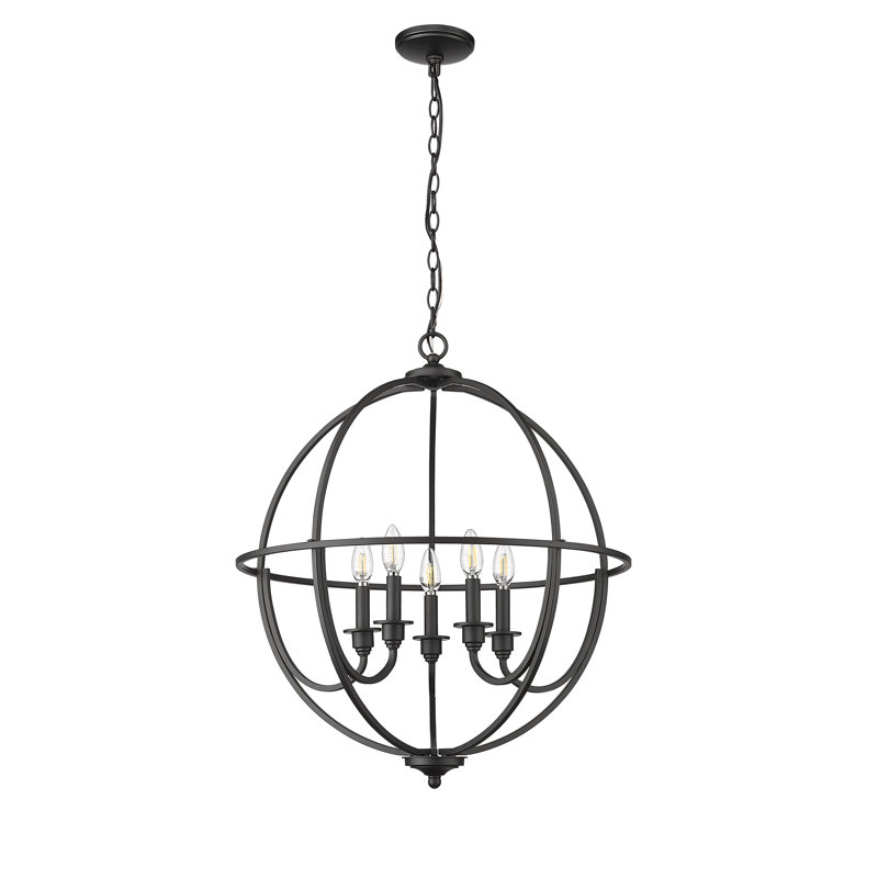 Artemis 5 - Light 24" Wide Dimmable Globe Chandelier, Matte Black