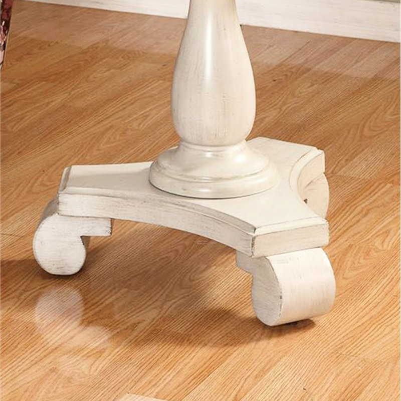 Table d'appoint H 26,5 po - Bois massif gracieux et bout élégant 26 po, Blanc