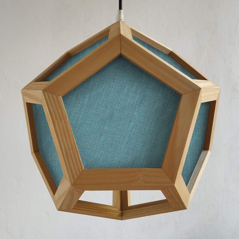 Belfiore 1 - Light Oil Geometric Pendant, Oak/Light Blue