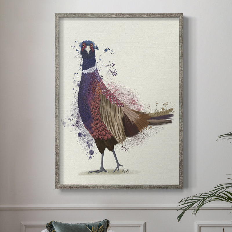 Pheasant Splash 6, reproduction encadrée - bois massif, H 11 po x l 9 po