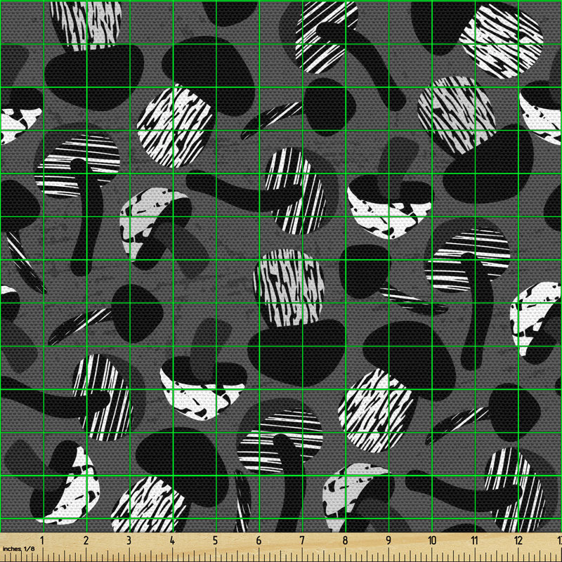 Chloe-Grace Grunge Style Greyscale Pattern of Creative Toadstools Multi-Purpose Fabric