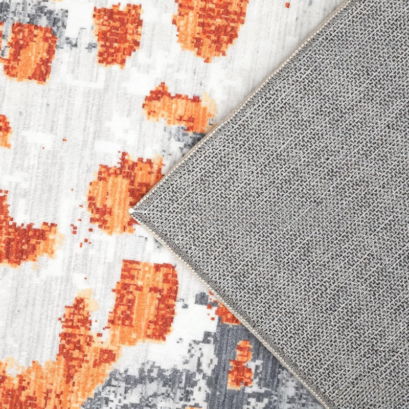 Tapis moderne et coloré abstrait, tapis lavable pour chambre à coucher et salon, Orange, Runner 2' x 6'