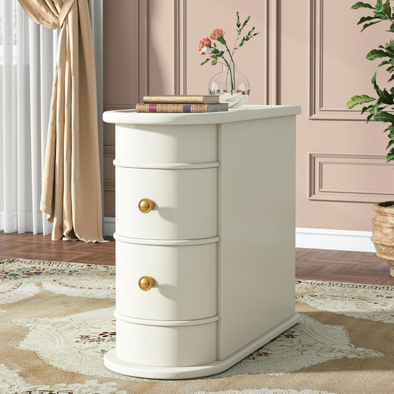 Solid Wood Pedestal End Table, White