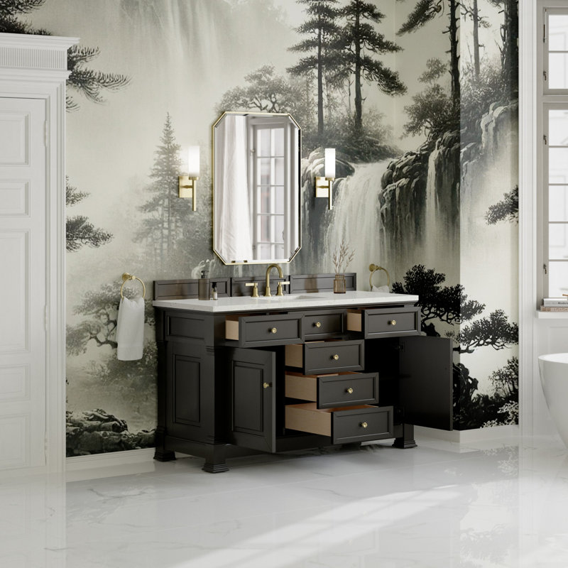 Brookfield Single Vanity, Widespread, Lime Delight, Black Onyx