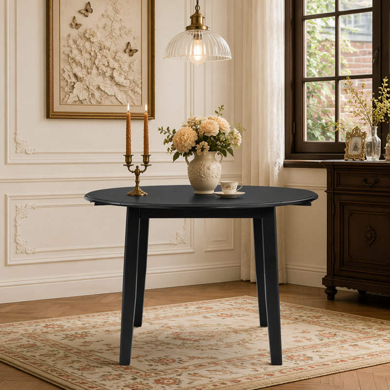Table de salle à manger extensible ronde pour 2 à 4 personnes, table de salle à manger pliante en bois avec taille réglable, conception peu encombrante pour les petits appartements et les salles à manger