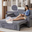 3 Seater Linen Sofa Bed-817941547