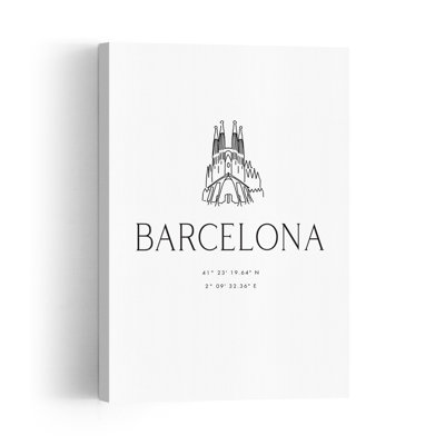 Barcelona Sagrada Familia Sketch Contemporary Architecture City Wall Art Print 1 Piece Wrapped Canvas Wall Art