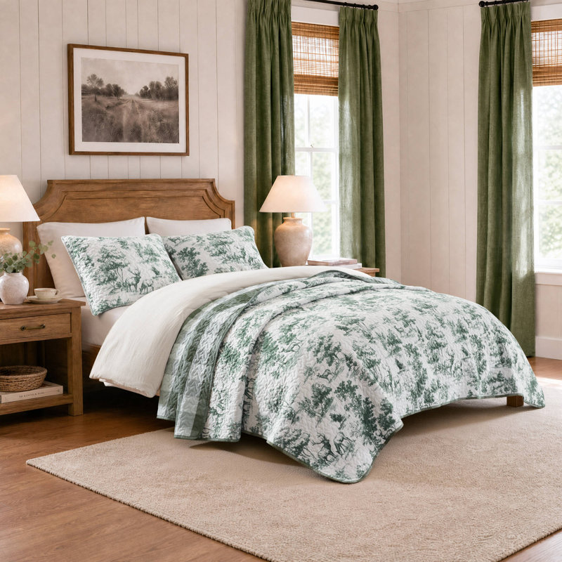 Madison Park Hartwell Green Reversible Coverlet Set, Full/Queen, Green