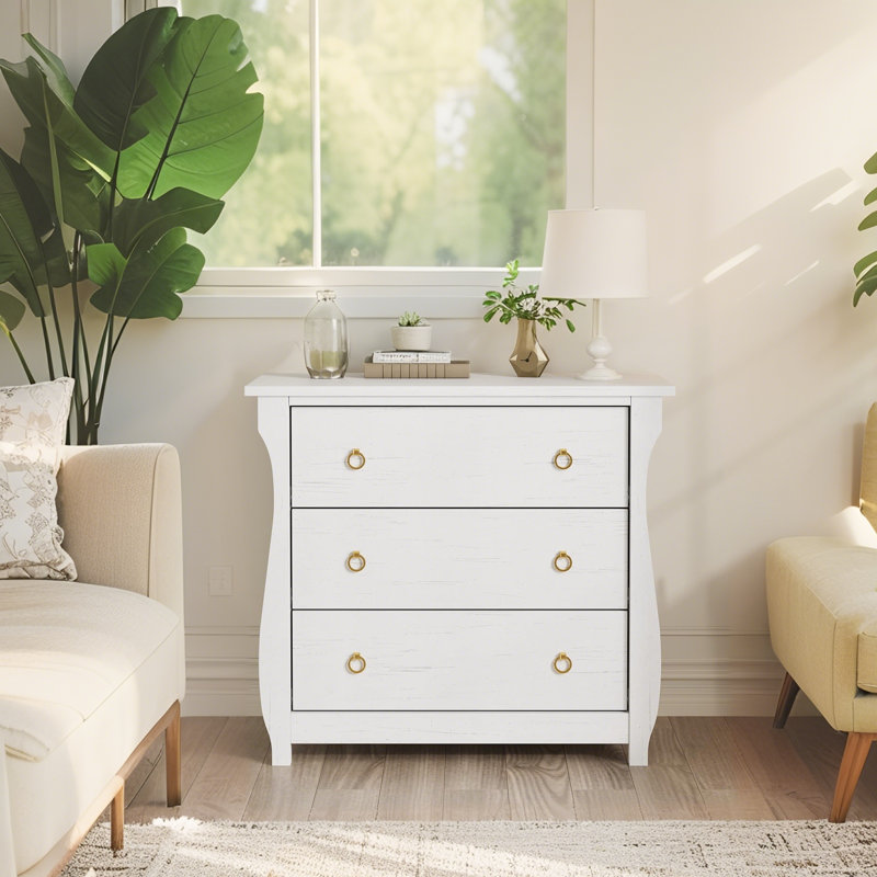  Commode 3 tiroirs Bohemian Modern, Blanc