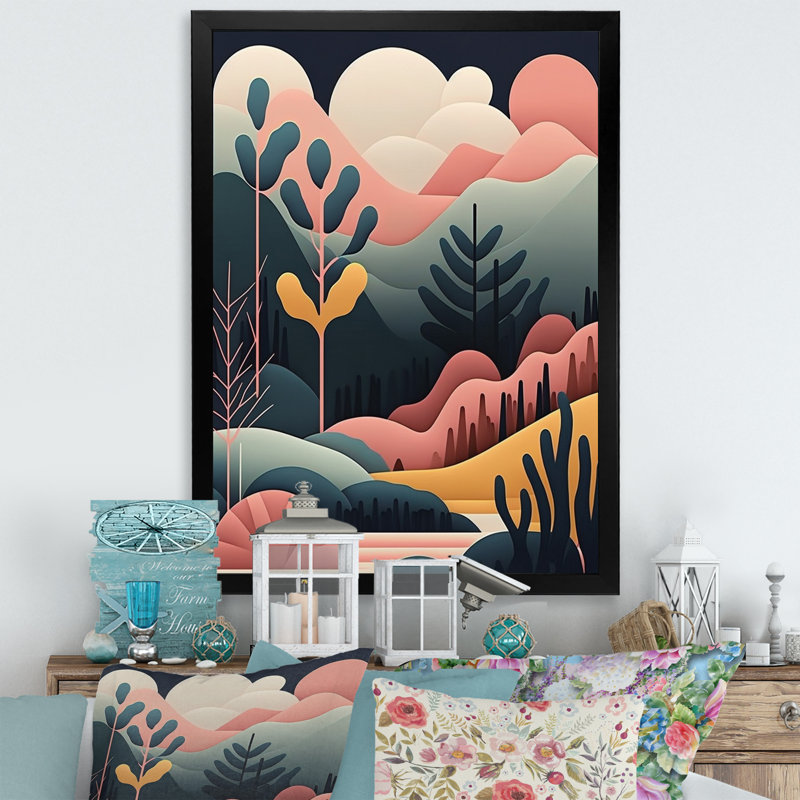 Impression graphique sur toile, paysage de pleine lune, Cadre photo noir, H 32 po x l 24 po x P 1 po