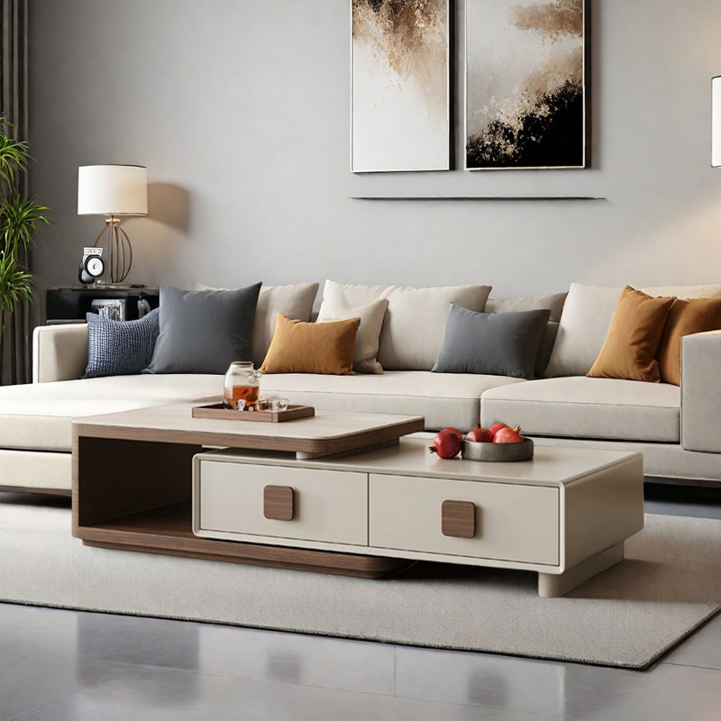 Vintage cream retractable coffee table