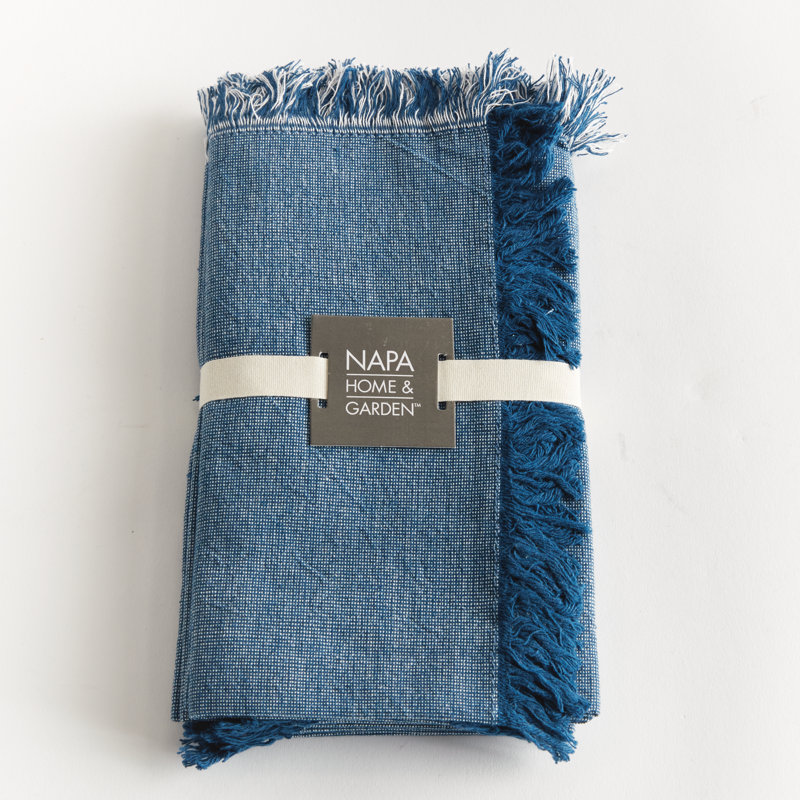 Lavande Pre-Washed Cotton Dinner Napkins in Deep Blue, Blue