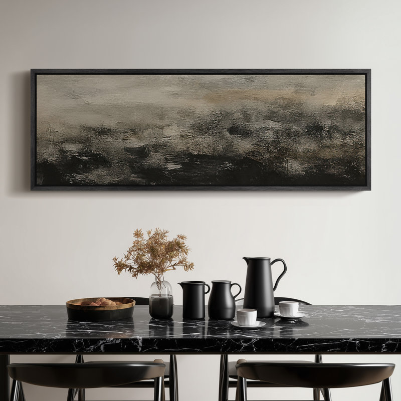 Très grand art mural rétro encadré pour art classique, H 20 po x l 60 po, Noir
