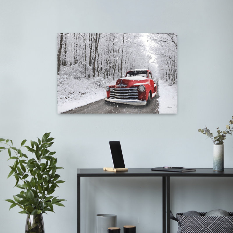 Paysage de neige contemporain abstrait enneigé, H 16 po x l 24 po