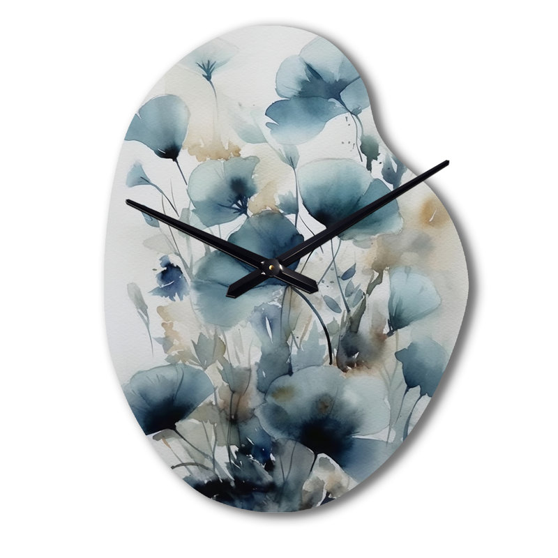 Horloge murale asymétrique en forme de feuille bleue, Petit