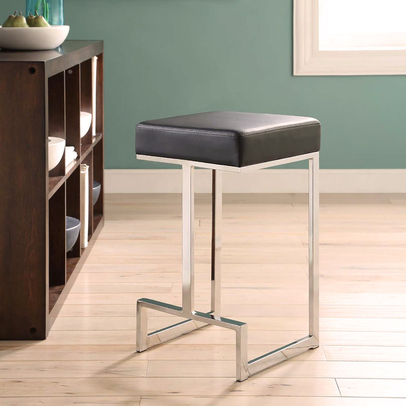 Tabouret chromé à hauteur de comptoir, Noir, noir, noir, noir