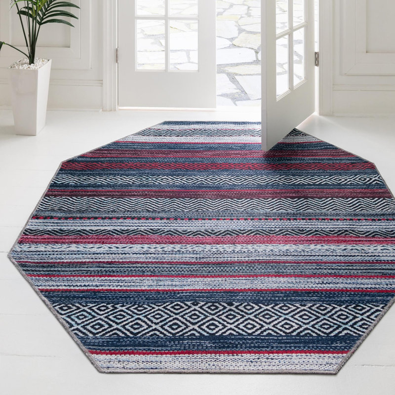 Aaroon Striped Indoor Rug, Octagon 5' x 5'