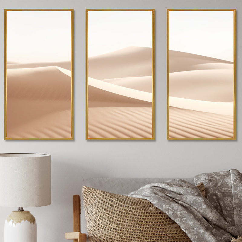 «Desert Sands Of Slumber Dreams II - Minimalisme», ensemble d'impression d'art mural, Cadre flottant doré