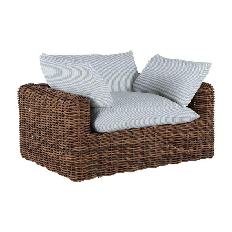 Montecito Patio Chair with Cushions, Raffia, Dove Sunbrella® Linen, No Welt