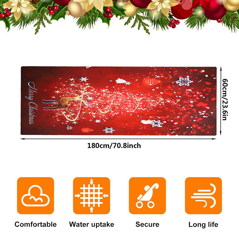 Jenova Polyester Non-Skid Kitchen Mat, Rectangle 5'11" x 2'