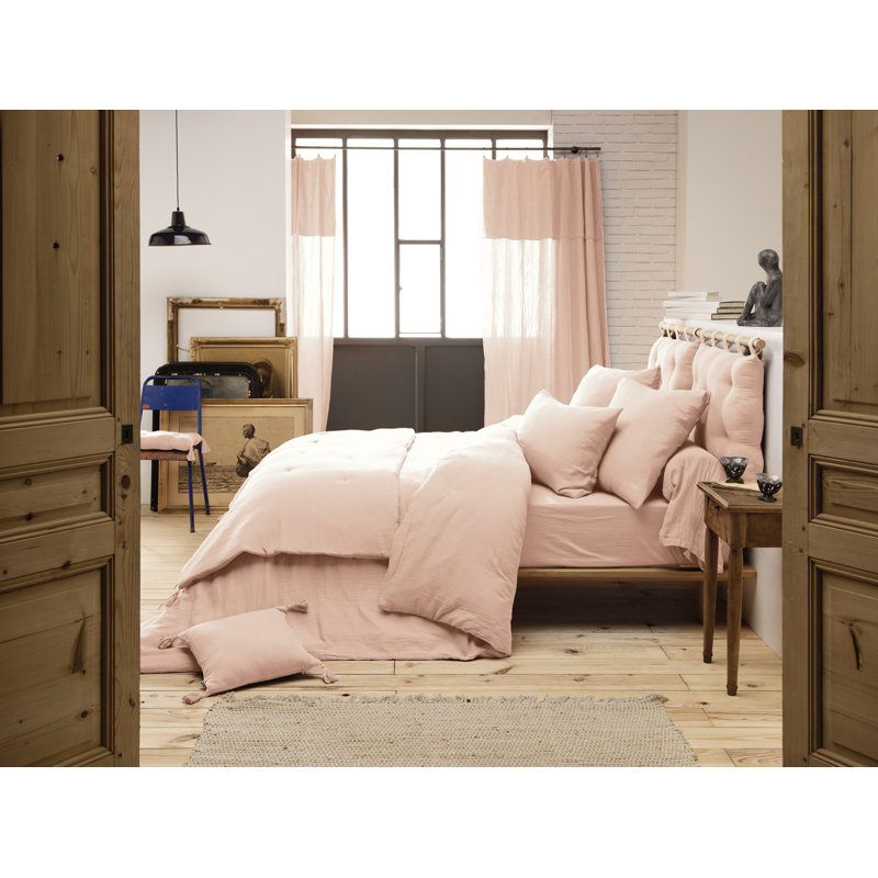 Knopp Cotton Solid Colour Duvet Cover, Pink, Super King Duvet Cover