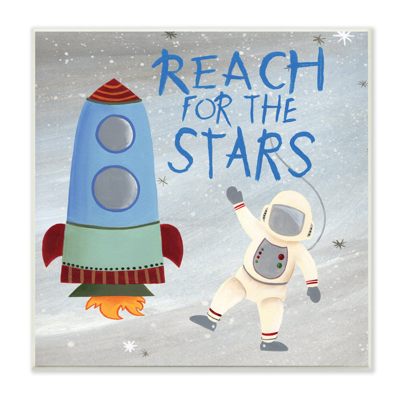 Reach For The Stars citation astronaute de fusée spatiale, H 17 po x l 17 po, Giclée encadrée noir minuit