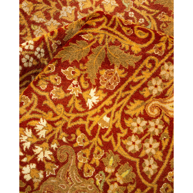 Tapis de couloir jaune / orange traditionnel noué à la main Keenan