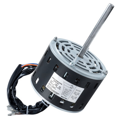 1/3HP Furnace Blower Motor, 110/120V 4.4Amps, 1075RPM 4 Speeds, CW/CCW Rotation, 48 Frame 5.2" Shaft Length, 5Μf/370V Capacitor + 11" Hold Hoop