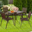 Ensemble repas d'extérieur 5 pièces avec table carrée et 4 chaises empilables en plastique, structure toutes saisons-673800332